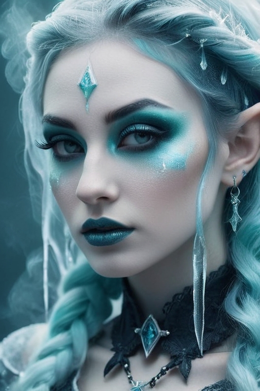 2022504829-4133836782-(ice, smoke) (gothic elf girl_ 1.3), eyeliner, makeup, tattoos, black and cyan hair, detailed background, nebula, intricate det.png